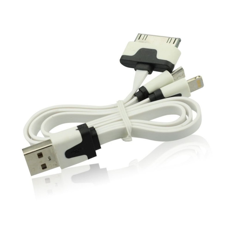 Καλώδιο Flat 3-in-1 USB to Lightning/30-Pin/Micro USB 15cm White