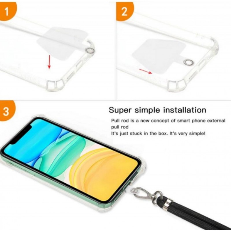  Λουράκι Λαιμού στήριξης Θήκης Smartphone Universal Neck Strap Metal Heart Clip Lanyard Camel
